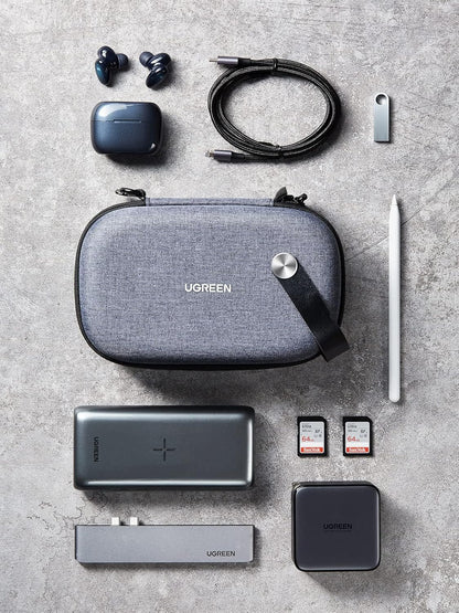 UGREEN Organizador Viaje Almacenamiento De Accesorios Electrónicos, Bolsa De Cable Impermeable, Protección a Prueba De Golpes, Para Memoria USB, Cargador De Disco Duro, Batería