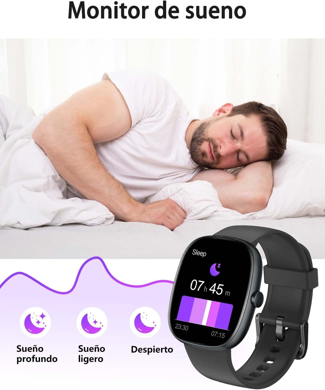 HUAKUA Reloj Inteligente Hombre Mujer, Smartwatch Llamada Bluetooth,Pulsómetro,Monitor De Sueño,Whatsapp Notificación, 113+ Deportivos Modos,Impermeable IP68 Pulsera De Actividad (Oro Negro)