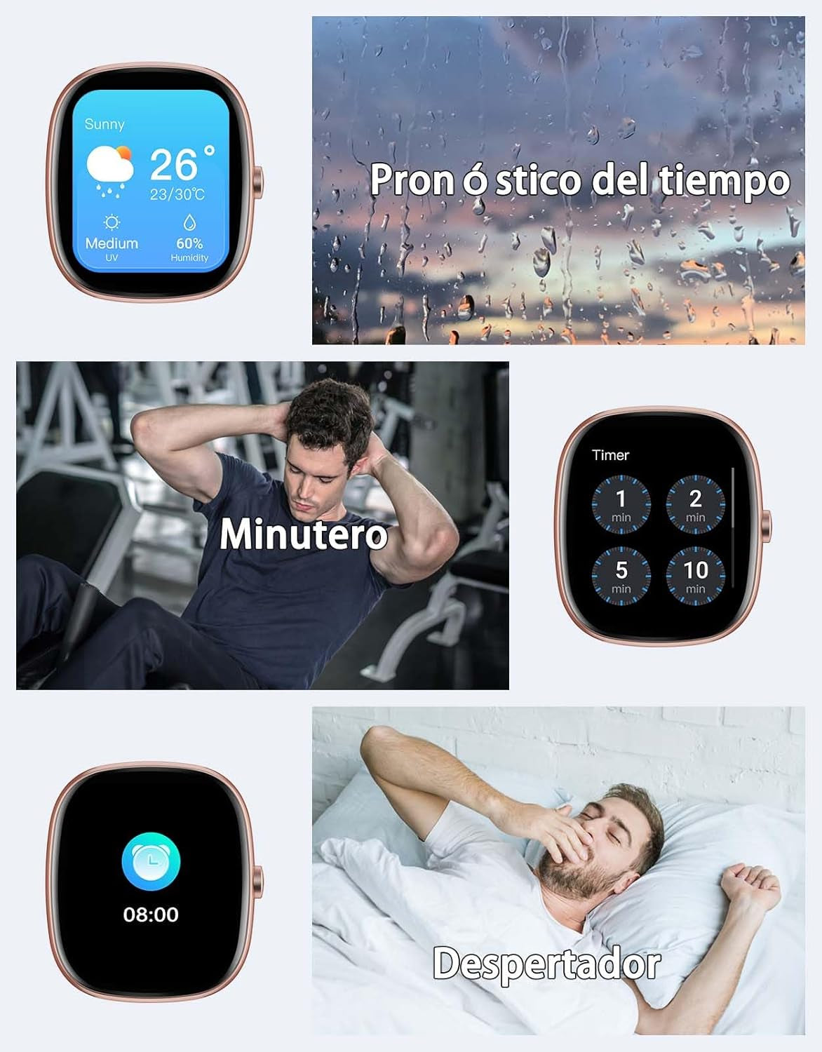 HUAKUA Reloj Inteligente Hombre Mujer, Smartwatch Llamada Bluetooth,Pulsómetro,Monitor De Sueño,Whatsapp Notificación, 113+ Deportivos Modos,Impermeable IP68 Pulsera De Actividad (Oro Negro)