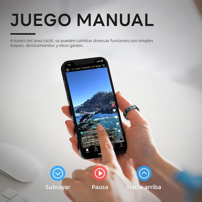 Anillo Inteligente Táctil Versión Mejorada Health Ring Pro, Con Control Remoto Bluetooth Y Detección De Movimiento, Rastreador De Actividad Física Resistente Al Agua Hasta 10 ATM (Plata, 10)