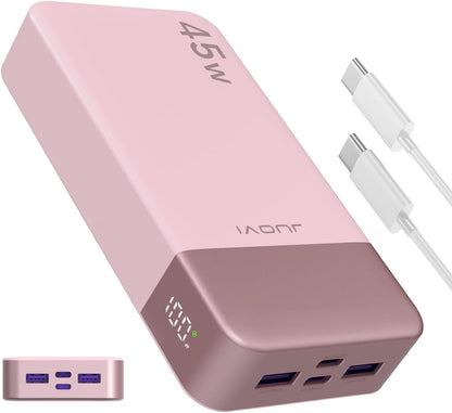 Banco De Energía JUOVI Carga Rápida, 20000Mah 45W Cargador Portátil, Samsung Super Carga Rápida Con Pantalla LED Cargador De Teléfono Portátil, USB C Power Bank Para Macbook, Para Iphone 15 14 13 Pro