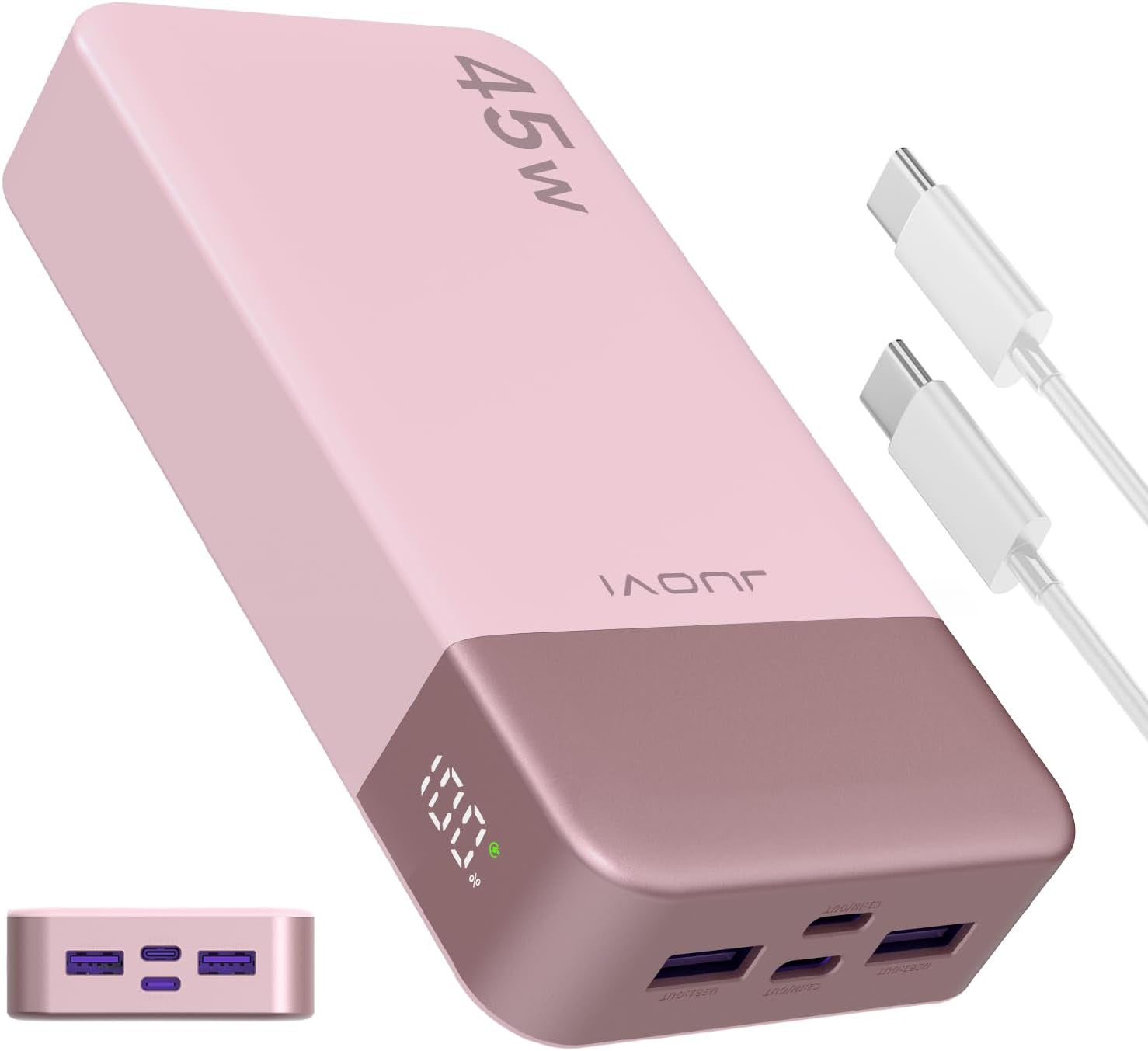 Banco De Energía JUOVI Carga Rápida, 20000Mah 45W Cargador Portátil, Samsung Super Carga Rápida Con Pantalla LED Cargador De Teléfono Portátil, USB C Power Bank Para Macbook, Para Iphone 15 14 13 Pro