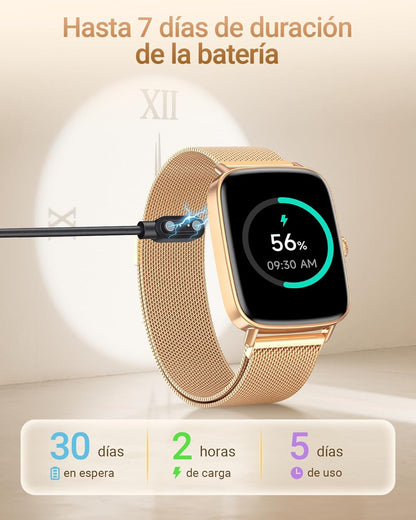 Fitpolo Reloj Inteligente Mujer Con Llamadas, Whatsapp Mensajes, 1.85" Smartwatch Con Spo2/Pulsómetro/Monitor De Sueño, 110 Modos Deportes Podómetro, IP68 Regalo Pulsera Actividad Para Android Ios