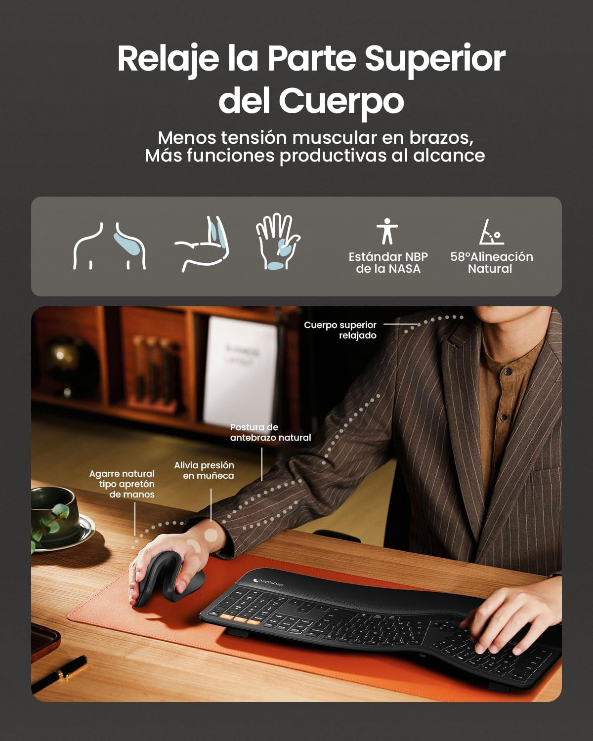 Protoarc Ratón Ergonómico, EM11 NL Inalámbrico Vertical Ratón Óptico Recargable Con 3 Puertos De Dispositivo (Bluetooth Y USB), 3 Dpi Ajustables Para Ordenador, Ipad, Mac, Windows - Negro Verde