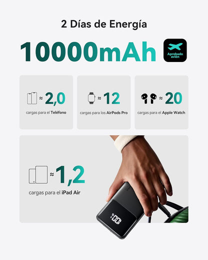 INIU Power Bank, 22.5W 10000Mah Bateria Externa Carga Rapida, Bateria Portatil PD3.0 QC4.0 Powerbank USB C Input&Output Compatible Con Iphone 16 15 14 13 12 Pro MAX plus Samsung S22 S21 Ipad