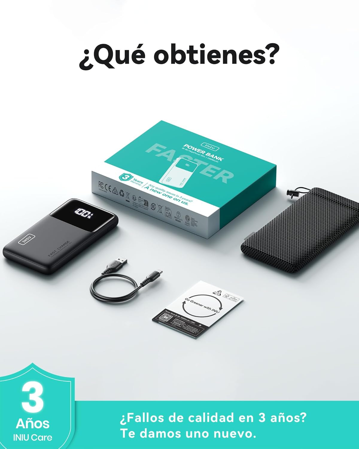 INIU Power Bank, 22.5W 10000Mah Bateria Externa Carga Rapida, Bateria Portatil PD3.0 QC4.0 Powerbank USB C Input&Output Compatible Con Iphone 16 15 14 13 12 Pro MAX plus Samsung S22 S21 Ipad