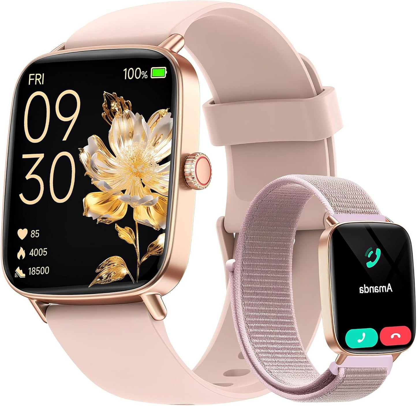 Fitpolo Reloj Inteligente Mujer Con Llamadas, Whatsapp Mensajes, 1.85" Smartwatch Con Spo2/Pulsómetro/Monitor De Sueño, 110 Modos Deportes Podómetro, IP68 Regalo Pulsera Actividad Para Android Ios