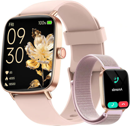 Fitpolo Reloj Inteligente Mujer Con Llamadas, Whatsapp Mensajes, 1.85" Smartwatch Con Spo2/Pulsómetro/Monitor De Sueño, 110 Modos Deportes Podómetro, IP68 Regalo Pulsera Actividad Para Android Ios