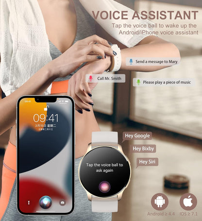 Iaret Reloj Inteligente Para Mujer Con Llamadas, 1,32'' Smartwatch, 3 Correas, Pulsera Actividad, Presión Arterial, Ritmo Cardíaco, Oxígeno Sanguíneo, Sueño Para Android Iphone, Regalo