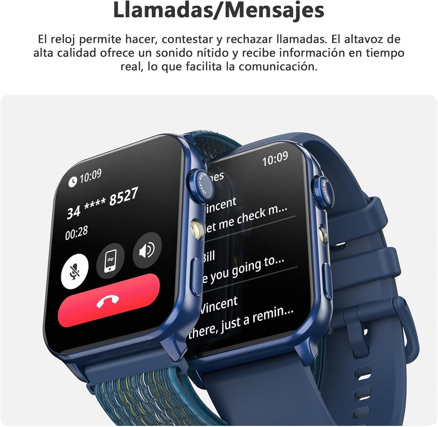 Blackview Reloj Inteligente Hombre Mujer - Llamadas Bluetooth Y Notificación Mensajes, 1,91" Smartwatch Con Linterna LED, Spo2, Pulsómetro, Sueño, Podómetro, Pulsera Actividad Con 100 Modos Deportivos