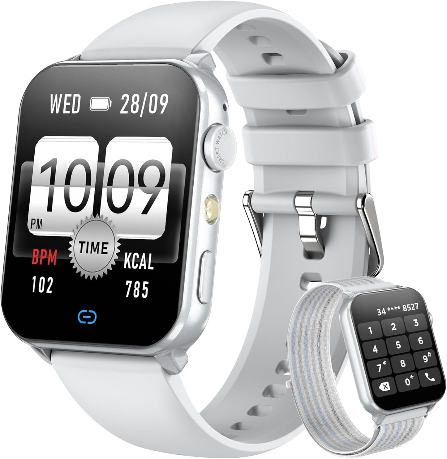 Blackview Reloj Inteligente Hombre Mujer - Llamadas Bluetooth Y Notificación Mensajes, 1,91" Smartwatch Con Linterna LED, Spo2, Pulsómetro, Sueño, Podómetro, Pulsera Actividad Con 100 Modos Deportivos