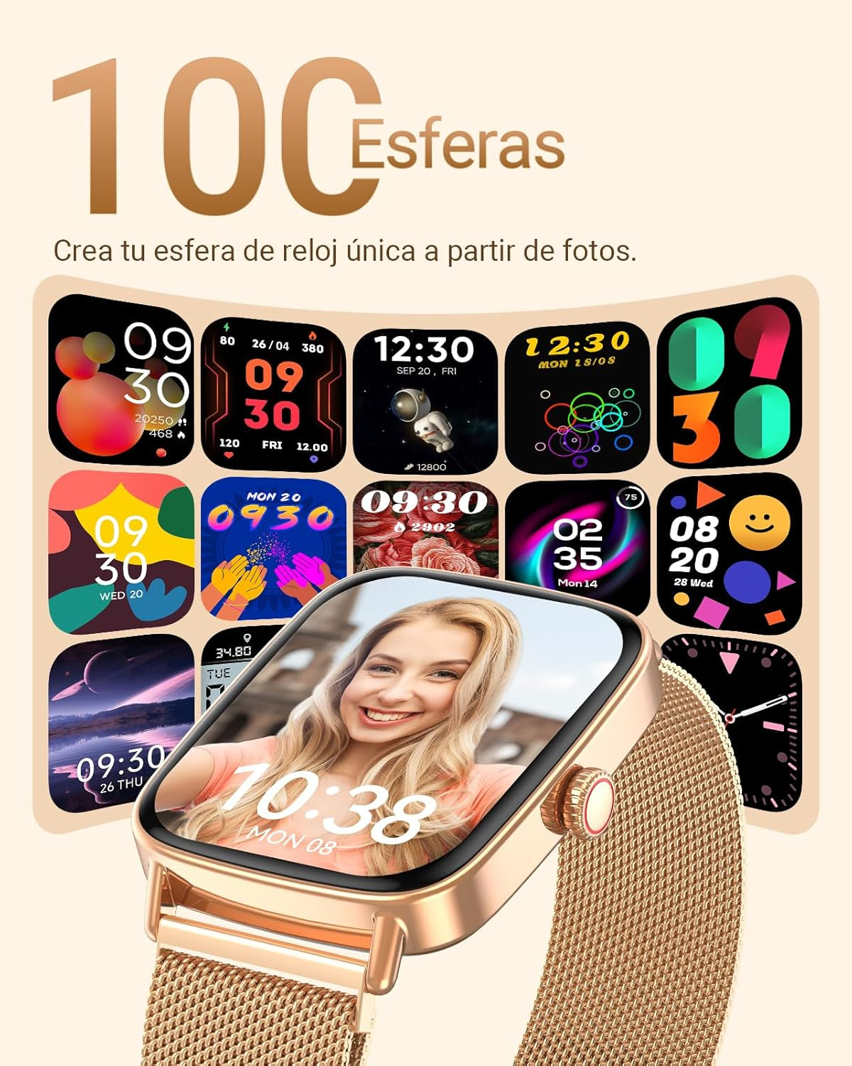 Fitpolo Reloj Inteligente Mujer Con Llamadas, Whatsapp Mensajes, 1.85" Smartwatch Con Spo2/Pulsómetro/Monitor De Sueño, 110 Modos Deportes Podómetro, IP68 Regalo Pulsera Actividad Para Android Ios