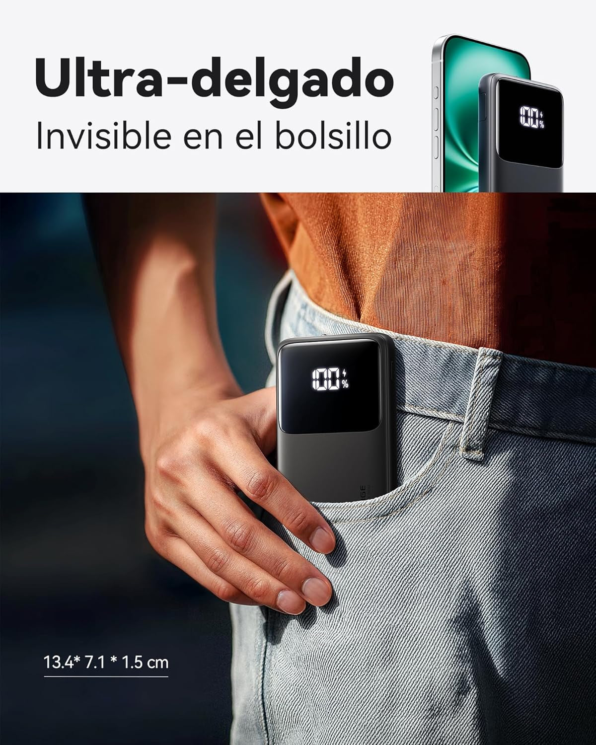 INIU Power Bank, 22.5W 10000Mah Bateria Externa Carga Rapida, Bateria Portatil PD3.0 QC4.0 Powerbank USB C Input&Output Compatible Con Iphone 16 15 14 13 12 Pro MAX plus Samsung S22 S21 Ipad