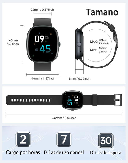 HUAKUA Reloj Inteligente Hombre Mujer, Smartwatch Llamada Bluetooth,Pulsómetro,Monitor De Sueño,Whatsapp Notificación, 113+ Deportivos Modos,Impermeable IP68 Pulsera De Actividad (Beige)