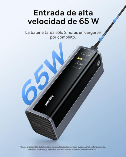 Baseus Energeek Power Bank 145W 20000Mah Cargador Portátil Con 60Cm Cable USB-C Integrado Retráctiles, Pantalla Digital, Compatible Con Macbook Ipad, Iphone 16/15 Pro, Galaxy Ultra, DELL