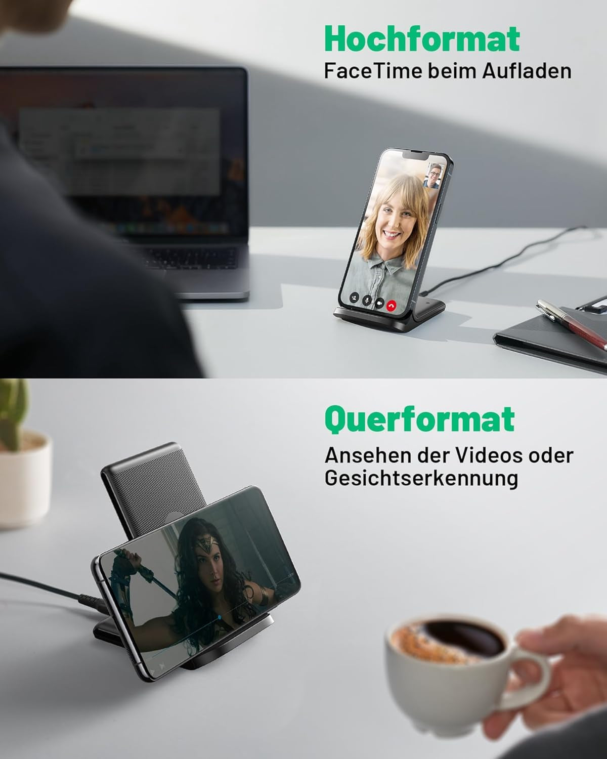 Cargador Inalámbrico Rápido INIU 15W - Soporte de Carga Rápida Qi para iPhone, Samsung Galaxy y Google Pixel