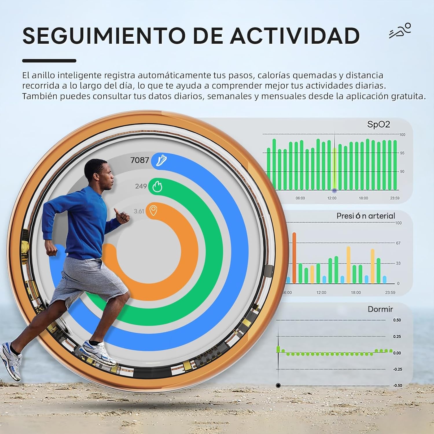 Anillo Inteligente Táctil Versión Mejorada Health Ring Pro, Con Control Remoto Bluetooth Y Detección De Movimiento, Rastreador De Actividad Física Resistente Al Agua Hasta 10 ATM (Plata, 12)