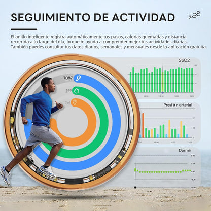 Anillo Inteligente Táctil Versión Mejorada Health Ring Pro, Con Control Remoto Bluetooth Y Detección De Movimiento, Rastreador De Actividad Física Resistente Al Agua Hasta 10 ATM (Plata, 12)