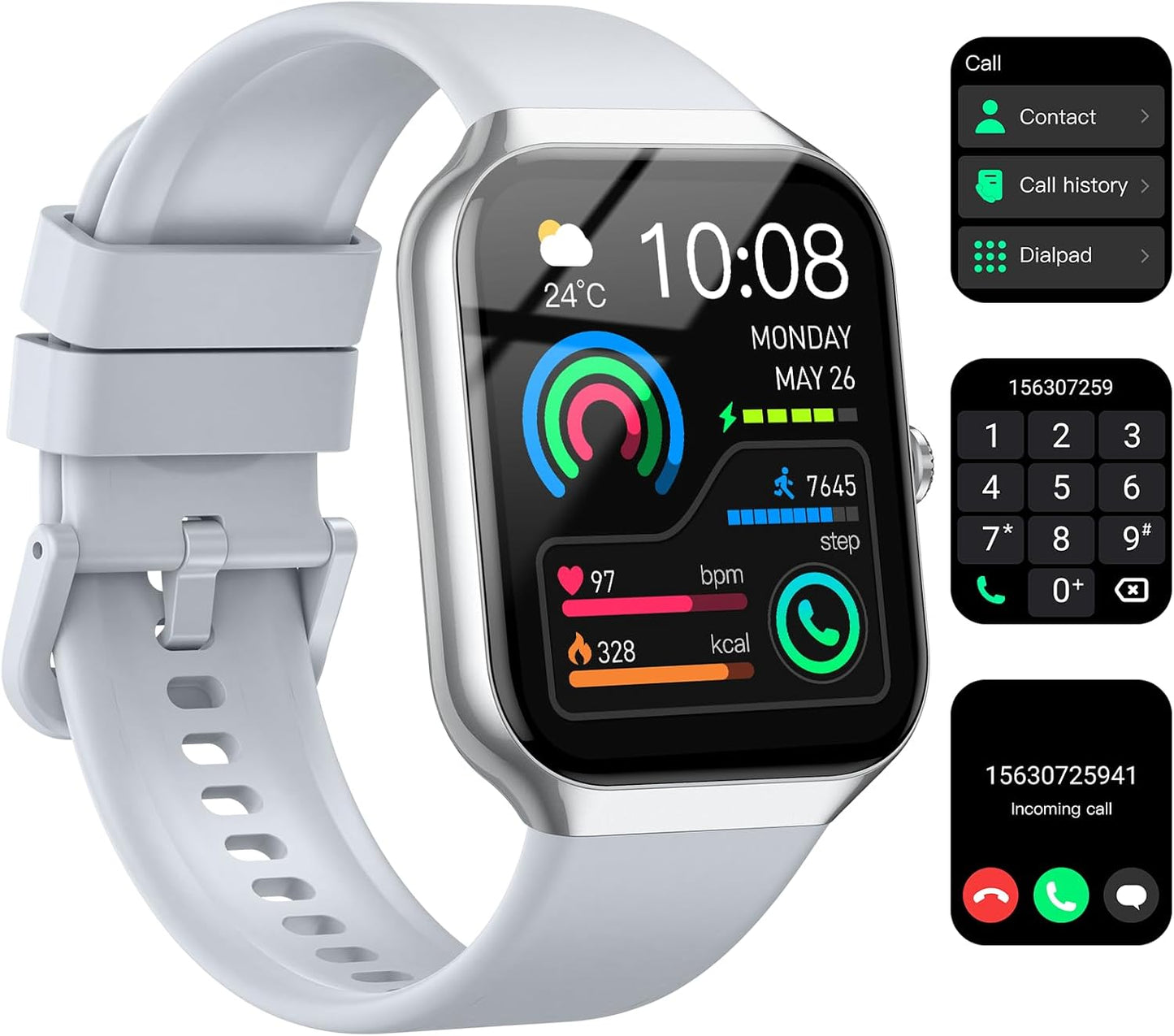 Jugeman 1.96" - Reloj Inteligente Para Hombre, Mujer, Spo2, Podómetro, Frecuencia Cardíaca, Sueño IP68, Impermeable