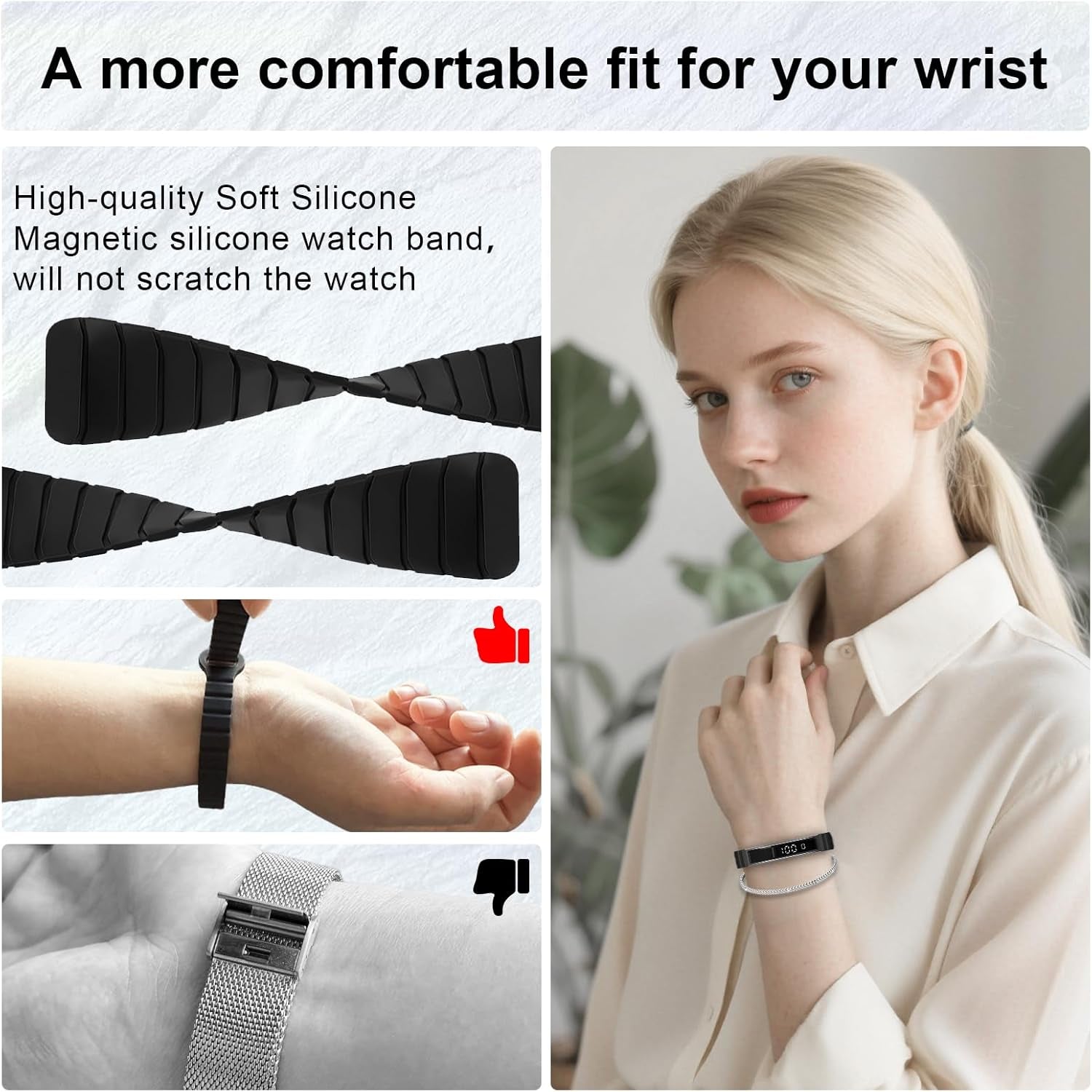 Efolen Reloj Inteligente Mujer Hombre, 16.5G Ultra-Ligero Actividad Pulsera, Monitor 24/7 De Actividad Sueño Y Ritmo Cardíaco, 12 Deportes Pulsera De Actividad, Correa Magnética Con Para Ios Android