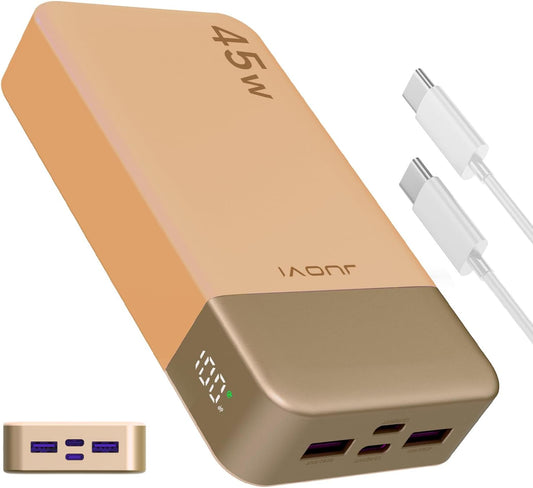 Banco De Energía JUOVI Carga Rápida, 20000Mah 45W Cargador Portátil, Samsung Super Carga Rápida Con Pantalla LED Cargador De Teléfono Portátil, USB C Power Bank Para Macbook, Para Iphone 15 14 13 Pro
